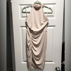 Bardot nude high neck backless dress - size Small